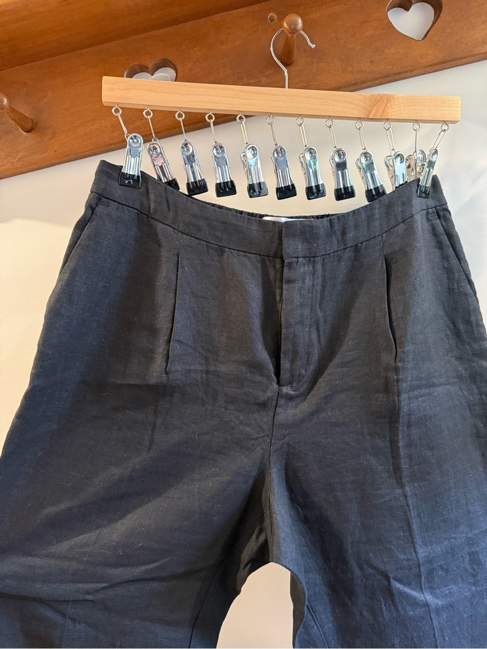 Women's Black Flat-Front 100% Linen Pants